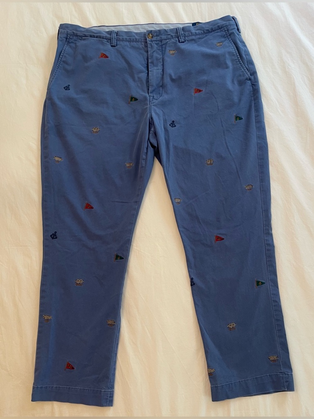 Polo Ralph Lauren Men’s Slate Blue Chino Pants with Nautical Detail Size 42 x 30